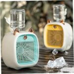 ⁦2 in 1 Portable Mini Evaporative Air Cooler with Water Tank, USB Charging Desk Fan 3 Speeds, Humidifier for Bedroom, Yellow⁩ - الصورة ⁦6⁩