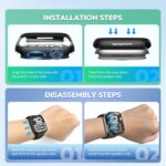 ⁦جراب Piuellia أسود صلب مكون من قطعتين لساعة Apple Watch SE Series 6 Series 5 Series 4 مقاس 44 مم، واقي شاشة iWatch PC، غطاء حماية شامل رفيع للغاية⁩ - الصورة ⁦8⁩