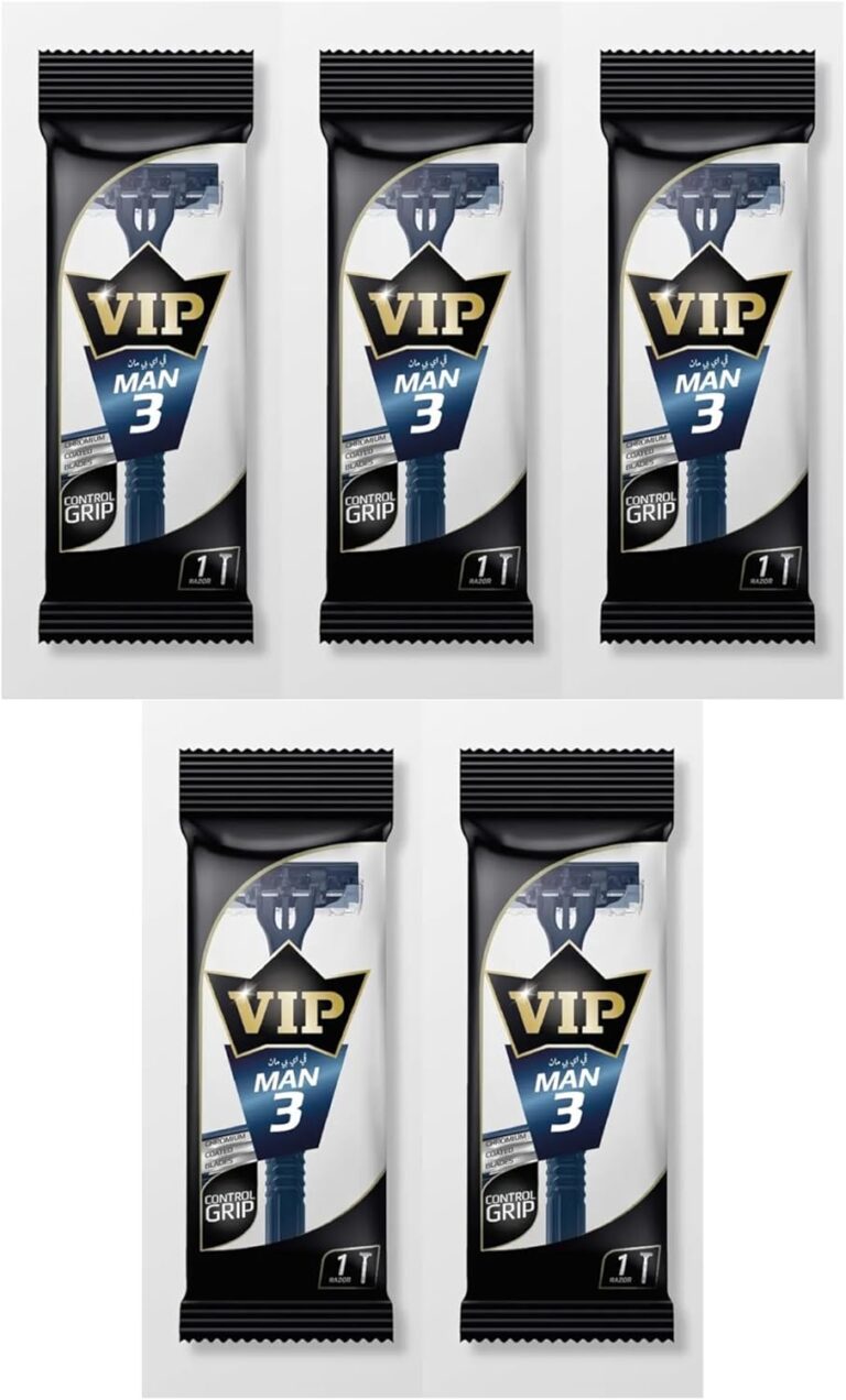 ماكينة حلاقة للجسم ذات 3 شفرات من VIP MAN للاستخدام مرة واحدة، عبوة من 5 قطع