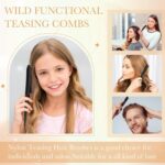 ⁦فرشاة للشعر الناعم مجموعة فرشاة نايلون بتصميم ذيل الفأر للنساء، ثلاث صفوف، لتسريح الشعر من الخلف وتدليك فروة الرأس، اللون أسود⁩ - الصورة ⁦3⁩