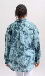 ⁦Dsisskai Womens Long Sleeve Shirt Long Sleeves Tie Dye Relaxed Shirt - Forest Green⁩ - الصورة ⁦2⁩