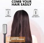⁦Self Cleaning Detangling Hair Brush for Women and Men, Organic No Pull Hair Brush, Professional Detangling Brush for Wet and Dry Hair (Purple or Grey)⁩ - الصورة ⁦2⁩