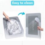 ⁦Ultra Thin Super Absorbent - Quick Dry Bath Mat - Stylish Non-Slip Design - Machine Washable and Durable for Your Bathroom - Non-Slip Bath Mats - Modern and Beautiful Mat (Blue)⁩ - الصورة ⁦4⁩