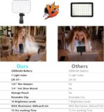 ⁦Selfie Light, 60 LED 2200mAh Rechargeable Cell Phone Fill Light 7 Modes, 10-Level Brightness, Portable Clip on Light for Phone/Tablet/Laptop, Zoom Call Vlog Makeup TikTok Video Fill Light⁩ - الصورة ⁦7⁩
