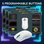 ⁦ماوس العاب لاسلكي خفيف الوزن X11 من اتاك شارك مع قاعدة شحن RGB، وضع ثلاثي 2.4G/USB-C سلكي/بلوتوث، 22K DPI، مستشعر بصري PAW3311، مفتاح هويو، 5 ازرار قابلة للبرمجة للكمبيوتر/ماك (ابيض)⁩ - الصورة ⁦8⁩