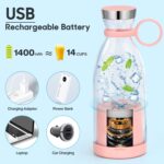 ⁦خلاط محمول عصري للشراب وعصائر السموذي 350 مل مع شاحن مغناطيسي سريع عبر USB من مياوك، زجاجة خلط عصير طازج مصغرة للسفر والأنشطة الخارجية والجيم والمكتب والسيارات، PK⁩ - الصورة ⁦6⁩