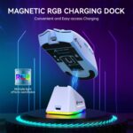 ⁦ماوس العاب لاسلكي خفيف الوزن X11 من اتاك شارك مع قاعدة شحن RGB، وضع ثلاثي 2.4G/USB-C سلكي/بلوتوث، 22K DPI، مستشعر بصري PAW3311، مفتاح هويو، 5 ازرار قابلة للبرمجة للكمبيوتر/ماك (ابيض)⁩ - الصورة ⁦4⁩