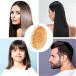 ⁦مشط تدليك بامبو، مدلك فروة رأس خشبي، فرشاة شعر خشبية، مشط بامبو محمول دائري، فرشاة شعر ببطانة هوائية مضادة للكهرباء الساكنة، فرشاة شعر صغيرة بدون مقبض⁩ - الصورة ⁦7⁩