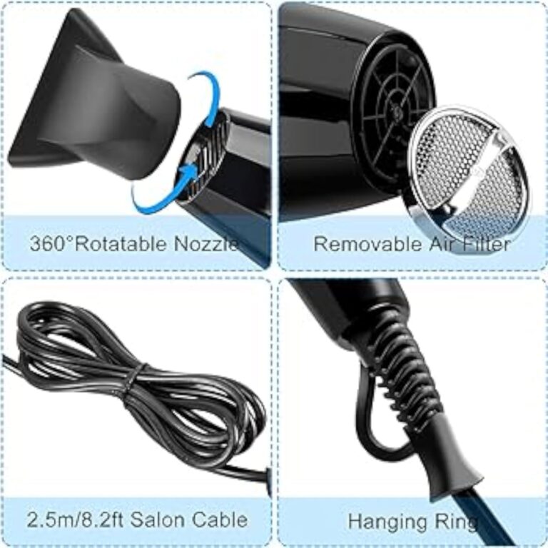 جفف شعرهوم جولد HG-681 5×1 مضئ باللون الأزرق بقوة 4000 وات 5×1 اداء تجفيف فائق باعدادات متعددة عناية ايونية وحماية من الحرارة الزائدة