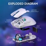 ⁦ماوس العاب لاسلكي خفيف الوزن X11 من اتاك شارك مع قاعدة شحن RGB، وضع ثلاثي 2.4G/USB-C سلكي/بلوتوث، 22K DPI، مستشعر بصري PAW3311، مفتاح هويو، 5 ازرار قابلة للبرمجة للكمبيوتر/ماك (ابيض)⁩ - الصورة ⁦6⁩