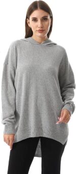 Andora womens High-Low Knitted Hoodie Pullover Sweater (pack of 1)