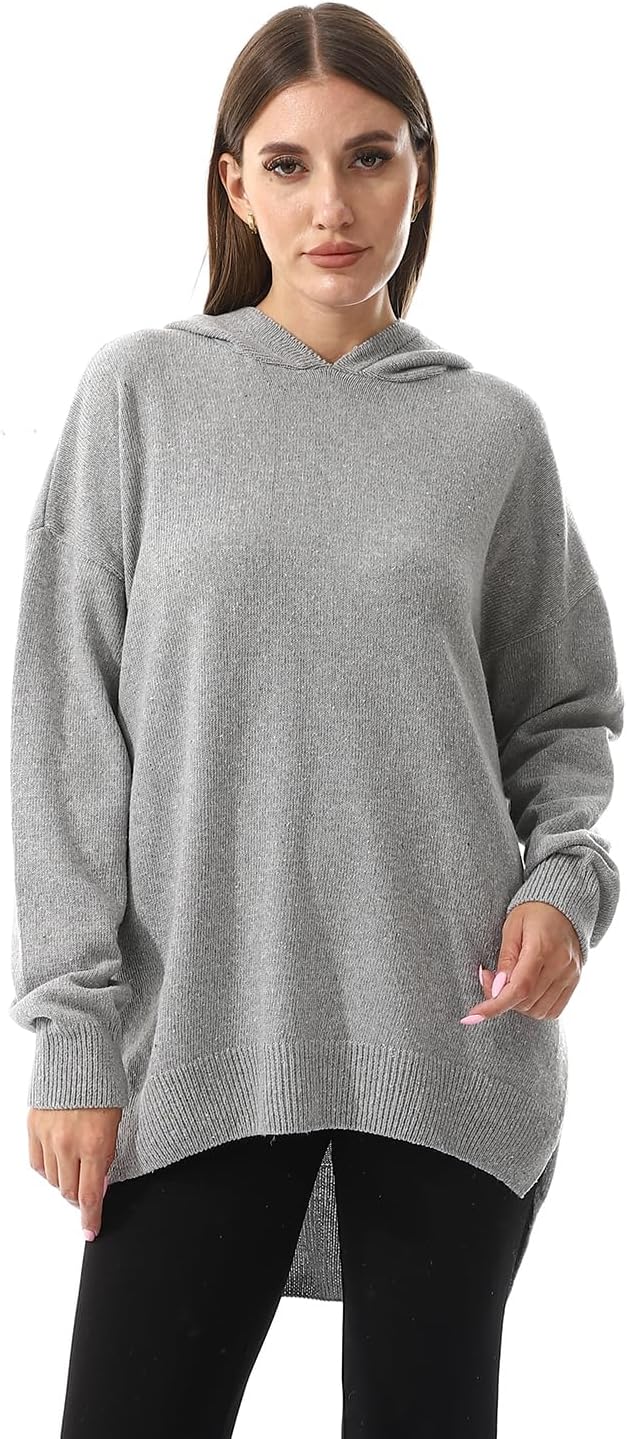 Andora womens High-Low Knitted Hoodie Pullover Sweater (pack of 1)