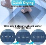 ⁦Ultra Thin Super Absorbent - Quick Dry Bath Mat - Stylish Non-Slip Design - Machine Washable and Durable for Your Bathroom - Non-Slip Bath Mats - Modern and Beautiful Mat (Blue)⁩ - الصورة ⁦3⁩