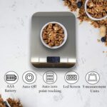 ⁦WIWUE GUO Digital Food Kitchen Scale Baking, Cooking, Keto and Meal Prep, Small, 304 Stainless Steel， High Precise Measuring Scale for Food Ounces and Grams, Blue Surface with Backlit LCD Display⁩ - الصورة ⁦2⁩