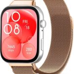 O Ozone Strap Compatible with Huawei Watch Fit 4 / Fit 4 Pro/Fit 3, Metal Mesh with Magnetic Closure, Magnetic Milanese Loop Replacement for Men & Women- Rose Gold
