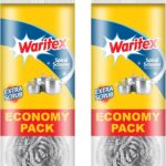 سلك مواعين استانلس ستيل من Waritex – عبوة 6 قطع – لا يصدأ – للتنظيفات الصعبة: الأواني، البوتاجاز، وشبك الشواء