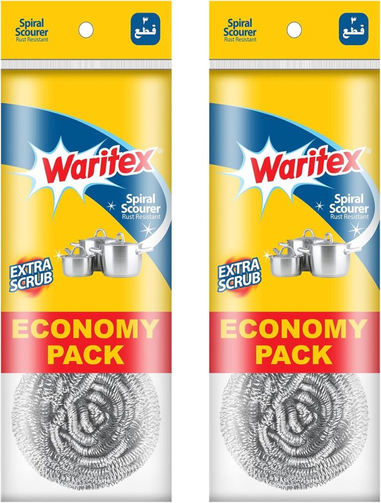 سلك مواعين استانلس ستيل من Waritex – عبوة 6 قطع – لا يصدأ – للتنظيفات الصعبة: الأواني، البوتاجاز، وشبك الشواء