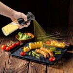 بخاخ زيت زيتون للطبخ - زجاجة موزع زيت زجاجية سعة 200 مل - زجاجات بخاخ قابلة لاعادة الملء من الدرجة الغذائية للمطبخ والمقلاة الهوائية والسلطة والخبز والشواء والقلي - الصورة 2