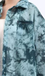 ⁦Dsisskai Womens Long Sleeve Shirt Long Sleeves Tie Dye Relaxed Shirt - Forest Green⁩ - الصورة ⁦3⁩