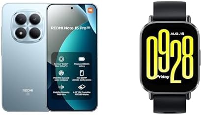 XIAOMI Redmi Note 15 Pro 5G Smartphone (12+256 GB) – 6580 mAh battery, 200 MP camera, Glacier Blue,18 Months Local Warranty + Free Redmi Watch 5 Active Smartwatch 18 Day Battery, 140+ Sports Modes