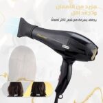 ⁦مجفف شعر 5000 وات مع محرك قوي و3 إعدادات لضبط درجة الحرارة وسرعتان مع مكثف هواء قابل للفصل و3 ملحقات لتجفيف سريع ونعومة صالونات التجميل، PT-V5⁩ - الصورة ⁦3⁩
