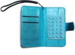 ⁦جراب موبايل محفظة Blue جراب عام وش و ضهر محفظة مع ميدالية و مناسب لجميع الموبايلات ذات أبعاد خارجية حتى (12 سم طول و 6.6 سم عرض) و يحتوى على قاعدة دوارة بها 20 مخدة شفط سيليكون لتثبيت ضهر الموبايل⁩ - الصورة ⁦5⁩