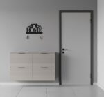 ⁦علاقة مفاتيح حائط ديكور خشب MDF من HFR Artech تصميم Homeمع عصافير الحب مزودة بـ 4 خطافات مقاس 25×15 سم تعليق سحري بلاصق دبل فيس قوي بدون مسامير أو تكسير قطعة واحدة باللون الأسود الملكي⁩ - الصورة ⁦7⁩
