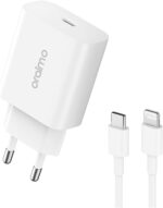 شاحن سريع OCW-E106S+CL55 بقدرة 20 وات تقنية الشحن السريع بي دي، طقم شاحن بتصميم مكعب من اورايمو، لون أبيض