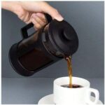 ⁦ماكينة تحضير القهوة الفرنسية للاسبريسو، ماكينة صنع رغوة الحليب اليدوية من الستانلس ستيل مزودة بفلاتر مفتوحة في المنتصف سعة 350 مل⁩ - الصورة ⁦5⁩
