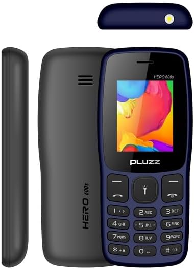Pluzz Hero 600S Feature Phone, 1.77" Display, Dual SIM GSM 900/1800MHz, MP3/MP4 Player, Wireless FM Radio, 800mAh Battery, 32MB Storage, Bluetooth, Type-C Charging, 200Hr Standby Time - Black