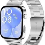 سوار من الستانلس ستيل من Nopatia متوافق مع Huawei Watch Fit 4، حزام معدني قابل للتعديل، مشبك قابل للطي آمن، سوار عمل رسمي للرجال والنساء