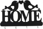 ⁦علاقة مفاتيح حائط ديكور خشب MDF من HFR Artech تصميم Homeمع عصافير الحب مزودة بـ 4 خطافات مقاس 25×15 سم تعليق سحري بلاصق دبل فيس قوي بدون مسامير أو تكسير قطعة واحدة باللون الأسود الملكي⁩ - الصورة ⁦9⁩