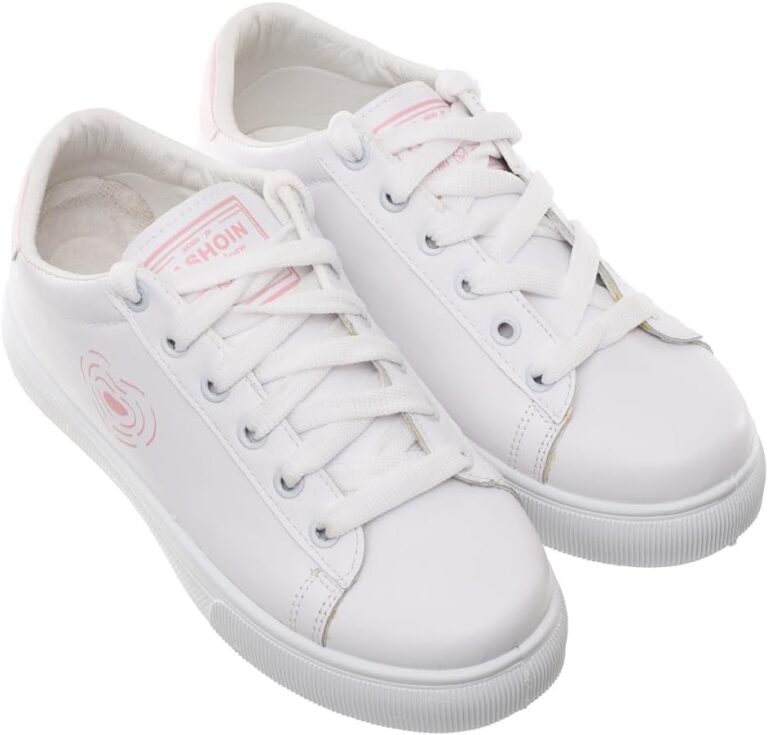 99.99 Women's Leather Lace-Up Flat Sneakers Featuring Side Heart Print (Pink, 38)