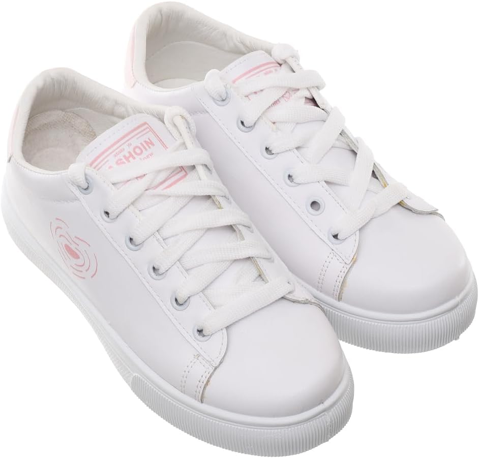 510gztaJKfL._AC_SL1200_.jpg 99.99 Women's Leather Lace-Up Flat Sneakers Featuring Side Heart Print (Pink, 38)