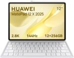 تابلت هواوي ميت باد 12X 2025، 12 بوصة 2.8K و1000 نيتس، 144 هرتز، 12+256 جيجا، بطارية 10100 مللي امبير في الساعة، 66 وات وواي فاي 7، WPS اوفيس، 6 مكبرات صوت، لوحة مفاتيح، قلم ام برو مجانًا، لون أبيض