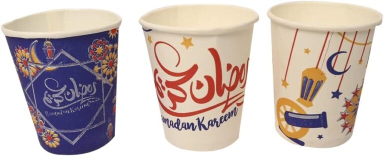 اكواب ورق مزخرفة باشكل رمضان- 50 قطعة، متعدد الألوان