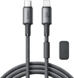 كابل شحن سريع ونقل بيانات من سلسلة اس ايه 50 انليميتد 30 وات USB نوع C الى لايتنينج بي دي، مضفر بالنايلون المتين، مزامنة عالية السرعة من جوي رووم، بطول 1.2 م، أسود