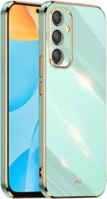 EASSGU Galvanised Frame Mobile Phone Case for Samsung Galaxy A25 5G (6.5 Inches), Soft TPU Silicone Protective Case - Green