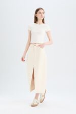 ⁦DeFacto Womens Special Collection Denim Long Fit Skirt E1294AX Skirt⁩ - الصورة ⁦2⁩