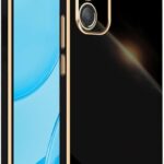 EASSGU Galvanised Frame Mobile Phone Case for Samsung Galaxy A25 5G (6.5 Inches), Soft TPU Silicone Protective Case - Black