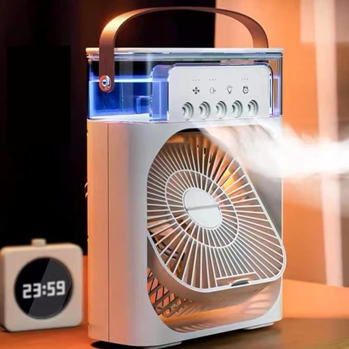 مبرد هواء صغير محمول بمنفذ USB 10.0 وات مع 3 سرعات وإضاءة ليد بمنفذ USB نوع C للبيئات الصغيرة