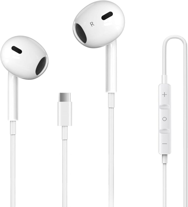 سماعات رأس سلكية بطرف USB نوع C مع ميكروفون وجهاز تحكم، سماعات أذن عازلة للضوضاء متوافقة مع موبايل آيفون 16 وآيفون 16 برو ماكس وآيباد برو ومعظم الأجهزة ذات مقبس USB نوع C