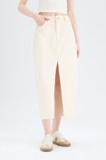 ⁦DeFacto Womens Special Collection Denim Long Fit Skirt E1294AX Skirt⁩ - الصورة ⁦4⁩