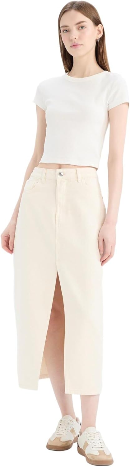 DeFacto Womens Special Collection Denim Long Fit Skirt E1294AX Skirt