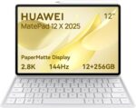 تابلت هواوي ميت باد 12X 2025، 12 بوصة 2.8K وبيبر مات، 144 هرتز، 12+256 جيجا، بطارية 10100 مللي امبير في الساعة، 66 وات وواي فاي 7، WPS اوفيس، 6 مكبرات صوت، لوحة مفاتيح، قلم ام برو مجانًا، لون أبيض