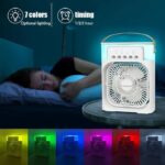 ⁦تكييف ومبرد هواء صغير محمول لسطح المكتب، إضاءة ليد متعدد الألوان، منفذ USB، لغرفة النوم وغرفة المعيشة وترابيزة المكتب مع 3 أوضاع سرعة⁩ - الصورة ⁦5⁩