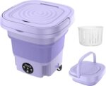 TECHZONE Foldable Mini Washing Machine – Portable Compact Washer for Baby Clothes, Underwear & Small Laundry – Collapsible, Travel-Friendly with Touch Control for Dorm, RV & Home Use (Purple)
