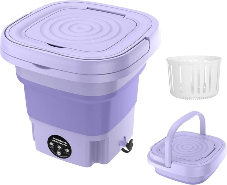 TECHZONE Foldable Mini Washing Machine – Portable Compact Washer for Baby Clothes, Underwear & Small Laundry – Collapsible, Travel-Friendly with Touch Control for Dorm, RV & Home Use (Purple)