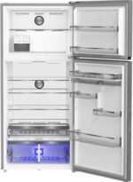 ⁦Hitachi 2-Door Refrigerator, 650 Liters (Net 630 Liters), No Frost, Digital Touch Screen, With Dispenser, Stainless Steel, Inverter, Blue Light⁩ - الصورة ⁦4⁩