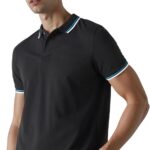 سبلاش تيشيرت بولو مقاس كبير باكمام قصيرة لون اسود مقاس 2XL 6292387355178